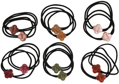

ABHI Fancy Bands With Colourful Buttons - 12Pcs (6 Pair) Rubber Band(Multicolor)