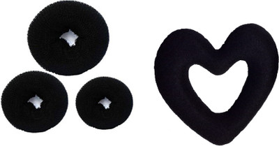 Param Hair Donut for Bun Maker / Hair Accessories Bun (Black)pack of 4 Bun(Black)