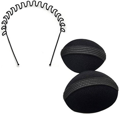 

GaDinStylo Set of Puff Bumpits and ZigZag Wave Band Hair Accessory Set (Black) Hair Accessory Set(Black)