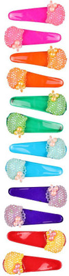 

ABHI Solid Glossy Look With Shining Buttons 12Pcs - (6 Pair) Tic Tac Clip(Multicolor)