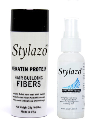 

stylazo Combo of Hair Fiber Spray 50ml & 28 grams Hair Building Fiber, Hair loss Concealer For MEN and WOMEN (Medium Brown)(28 g)