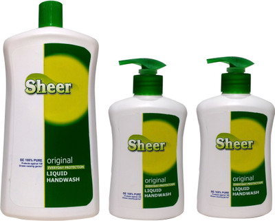 

Sheer Hand Wash Refill Pack 900ml +(2X200ml Pump Free)(1300 ml, Bottle, Pack of 3)