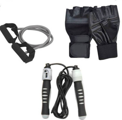 

Lord Single Toning Tube, Weight Lifting gloves and Solid Skipping Rope Gym & Fitness Kit