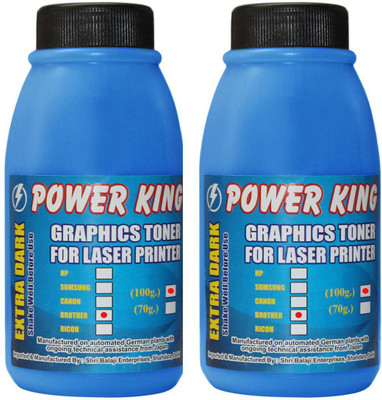 

Power King Extra Dark Universal Toner Powder for use in Brother HL, DCP and MFC Laser Printer Cartridge (70Grams) Pack of 2 Single Color Ink Toner(Black)