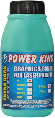 

Power King Extra Dark Toner Power for Use in HP Cartridge 12A, 15A, 13A, 24A, 49A, 53A, 05A, 80A, 96A, 11A, 51A, 55A, 16A, 82X, 43X (100 Grams) Pack of 1 Single Color Ink Toner(Black)