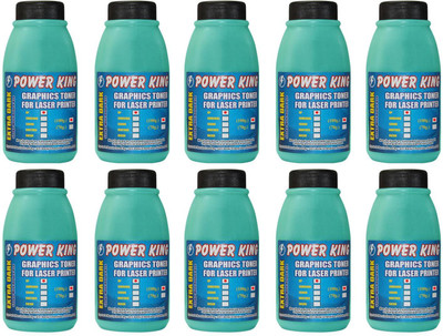 

Power King Extra Dark Toner Power for Use in HP Cartridge 12A, 15A, 13A, 24A, 49A, 53A, 05A, 80A, 96A, 11A, 51A, 55A, 16A, 82X, 43X (100 Grams) Pack of 10 Single Color Ink Toner(Black)