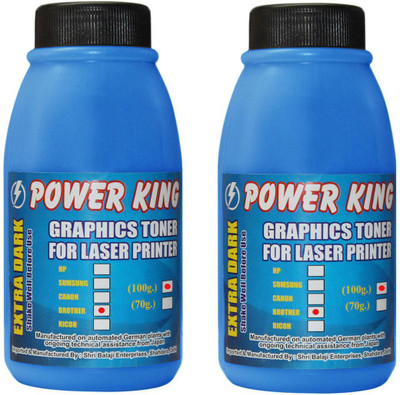 

Power King Extra Dark Universal Toner Powder for use in Brother HL, DCP and MFC Laser Printer Cartridge (100 Grams) Pack of 2 Single Color Ink Toner(Black)