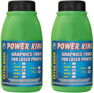 

Power King Extra Dark Toner Powder for use in Canon Printer Cartridge (70 Grams) Pack of 2 Single Color Ink Toner(Black)