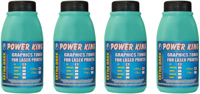 

Power King Extra Dark Toner Power for Use in HP Cartridge 12A, 15A, 13A, 24A, 49A, 53A, 05A, 80A, 96A, 11A, 51A, 55A, 16A, 82X, 43X (100 Grams) Pack of 4 Single Color Ink Toner(Black)