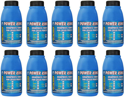 

Power King Extra Dark Universal Toner Powder for use in Brother HL, DCP and MFC Laser Printer Cartridge (100 Grams) Pack of 10 Single Color Ink Toner(Black)