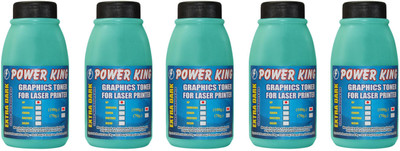 

Power King Extra Dark Toner Power for Use in HP Cartridge 12A, 15A, 13A, 24A, 49A, 53A, 05A, 80A, 96A, 11A, 51A, 55A, 16A, 82X, 43X (100 Grams) Pack of 5 Single Color Ink Toner(Black)