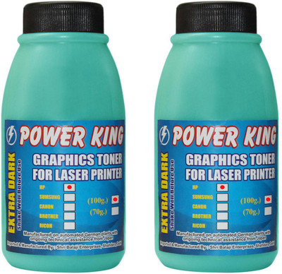 

Power King Extra Dark Toner Power for Use in HP Cartridge 12A, 15A, 13A, 24A, 49A, 53A, 05A, 80A, 96A, 11A, 51A, 55A, 16A, 82X, 43X (100 Grams) Pack of 2 Single Color Ink Toner(Black)