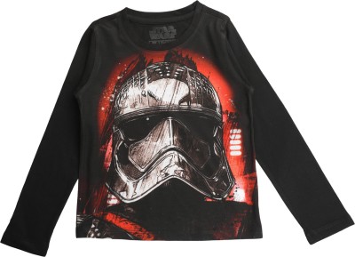 STAR WARS Boys Graphic Print Polycotton, Cotton Blend Regular T Shirt(Black, Pack of 1)