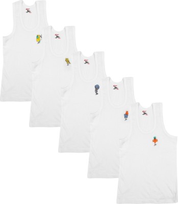 Rupa Jon Kids Vest For Boys Cotton Blend(White, Pack of 5)