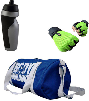 

Vellora Combo High Quality Gym Bag And Gym Glove With sipper penguin Wrist Support Gym & Fitness Kit