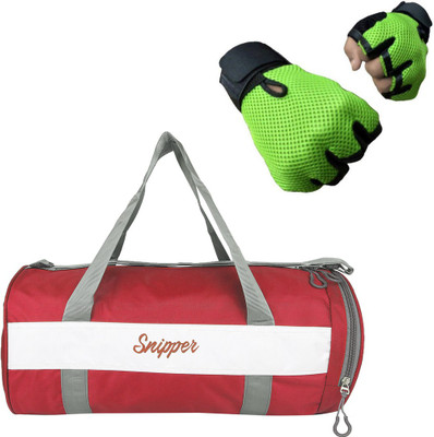 

Snipper Combo of Shoe Compartment Red Bag and Gloves Green Gym & Fitness Kit