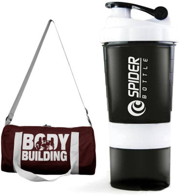 

Snipper Combo of Bodybuilding Bag Wine and Spider Shaker White Gym & Fitness Kit