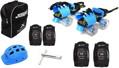 

Jaspo Kinder Ride Intact Junior Adjustable Roller Skates Combo Suitable for Age Group Upto 5 Years Skating Kit