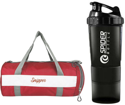 

Snipper Combo of Shoe Compartment Red Bag and Shaker Black Gym & Fitness Kit