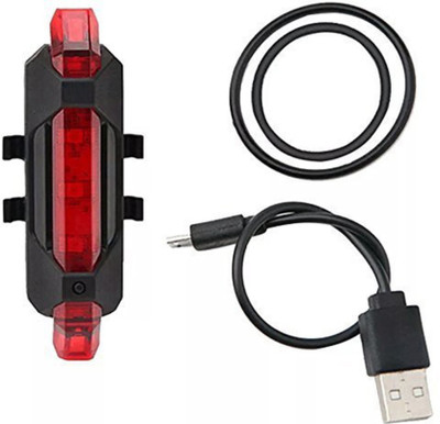 

divinezon Bicycle LED USB Rechargeable Head Light and Tail Light LED Rear Break Light (Red) LED Rear Break Light(Red), Black;red