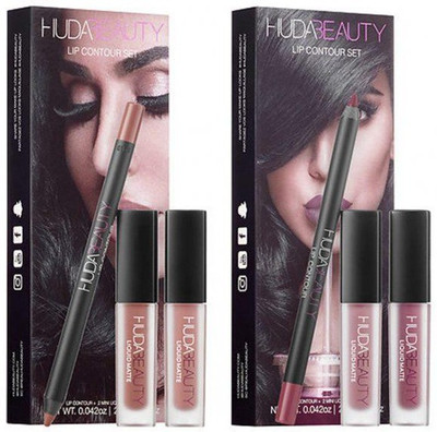 

HUDA BEAUTY LIQUID MATTEE LIPS CONTOUR SET 2 WITH 2 LIPS CONTOUR AND 4 LIQUID MATTE LIPSTICK PACK(MULTICOLORED)