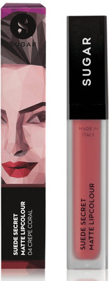 

Sugar Cosmetics Suede Secret Matte Lipcolour 04 CrÃªpe Coral (Peachy Coral), 6 ml((Peachy Coral))