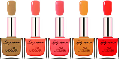 

Lady Fashion Ultra HI-Shine Long Stay Nail Polish Baby Pink,Nude,Juice Red,Coffe,Dark Red(Pack of 5)
