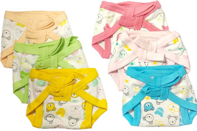 

Baby Shopiieee New Born Baby Cotton Hosiery Padded Premium Quality U Shape Nappies, Langot Washable Reusable Cotton Nappy (0-3 Months ,  Size) Random print, Multicolor