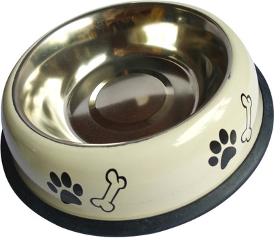 

UDAK Stainless Steel Good Quality 450ml White Dog Feeding Bowl Round Steel Pet Bowl(450 ml White)