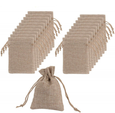 

Lifekrafts Jute linen Potlis | Gift Bags for Return Gifts Bags | Pack of 20 | | Size 14* 9.5cm| Jute Linen,Burlap | Natural Jute Color| For Weddings , Functions, Parties, Baby Showers, Birthdays, Festivals or Any Occasion Pouch(Brown)