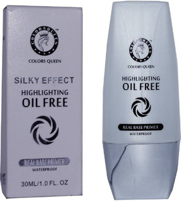 

colors queen Waterproof Primer Silky Effect Highlighting Oil Free Real Base - 30 ml (trasnprent) Primer - 30 ml(transpernt)