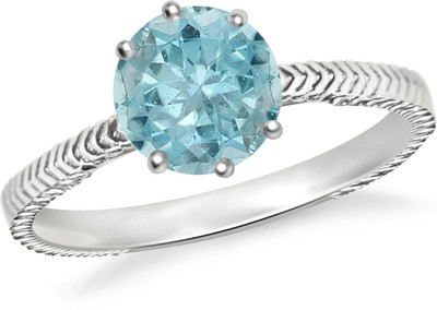 

SilverDew Fancy Aquamarine Diamond Solitaire Office & Party Ring 14K White Rhodium Rope Design Ring For Women's And Girl's Sterling Silver Cubic Zirconia Ring, Blue