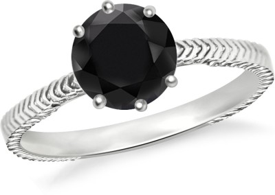 

SilverDew Fancy Black Diamond Solitaire Office & Party Ring 14K White Rhodium Rope Design Ring For Women's And Girl's Sterling Silver Cubic Zirconia Ring