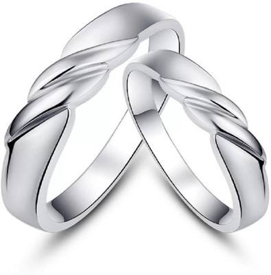 

silver shine  couple ring set Alloy Cubic Zirconia Silver Plated Ring Set, White
