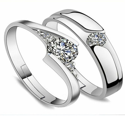 

silver shine  couple ring set Alloy Cubic Zirconia Gold-plated Plated Ring Set