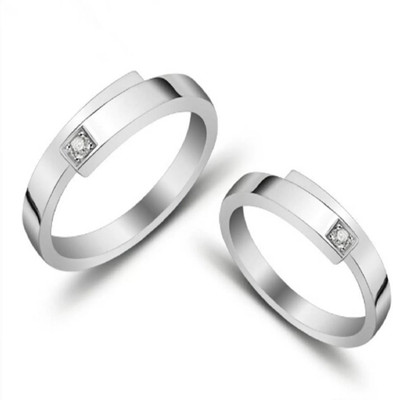 

Silver Creations  Couple band ring set Alloy Cubic Zirconia Sterling Silver Plated Ring Set