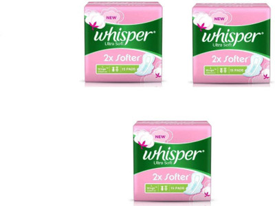 

Whisper Ultra soft L wings 15 sanitary pads Sanitary Pad(Pack of 3)