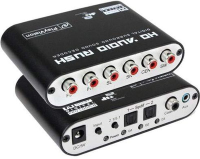 microware  TV-out Cable 5.1 Audio Rush Digital Sound Decoder Converter - Optical SPDIF/Coaxial Dolby AC3 DTS to 5.1CH Analog Audio (6RCA Output)(Black, For TV)