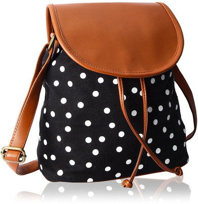 

Kleio Women Casual Black, Brown PU, Canvas Sling Bag