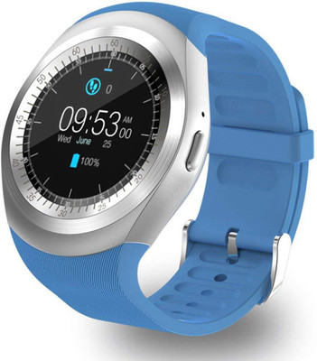 DYG Bluetooth Smartwatch With Sim & Tf Card Support With Apps Like Facebook And Whatsapp Touch Screen Multilanguage Suitable with all the Devices Silver Smartwatch (Silver,Blue Strap) Black Smartwatch(Blue Strap Free Size)