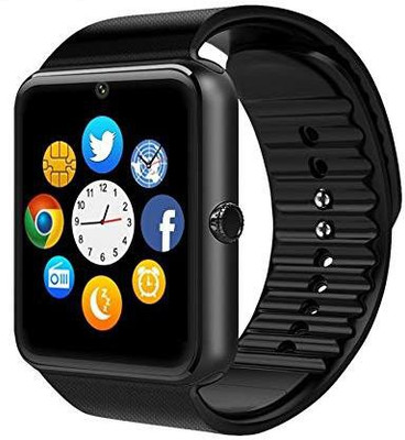 

M A ENTERPRISES GT-08 Black Wrist Bluetooth Call Function Camera Recording Slim Fitness Memory card slot Mini Mobile Watch Strap Smartwatch Black Smartwatch(Black Strap Free Size)