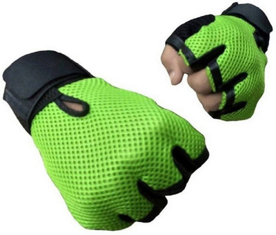 

beauty gold Netted Wrist Support Gym & Fitness Gloves palm support weight lifting Gym & Fitness Gloves (Free Size, Black), Green