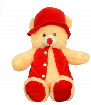 

ZOONIO Toys Cream & Red Plain Modi Jacket Teddy Bear 70cm - 70 cm(Black)