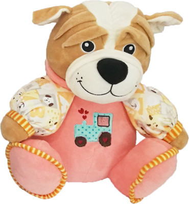 My Baby Excels Dog Plush with embroidered Sweater Pink  - 32 cm(Pink)