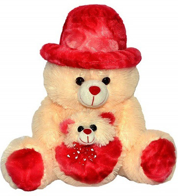 ZOONIO Cream & red cap teddy bear 50 cm - 30 cm(Multicolor)