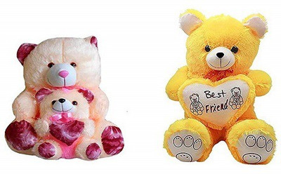 GAMERPOINT Pink & Cream Baby Teddy ( 70 cm) And Get a Yellow Teddy Bear 60 cm - 11 cm(Multicolor)