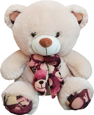 

My Baby Excels Brown bear Plush with Printed Bow 35cm - 35 cm(Brown)