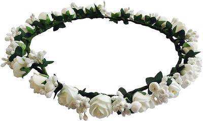 

Generic New Arihant Traders- White Flower Tiara/Crown for Girls & Women Hair Accessory Set, Hair Claw(White)