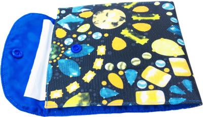

Meher Collection Cosmetic Pouch(Multicolor, Blue), Blue button;blue lining;mixed print