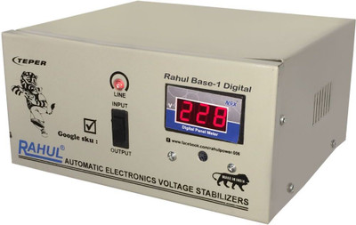 

Rahul Base-1 c1 Digital 1 KVA/4 Amp 140-280 Volt 3 Step 1 Computers/Washing Machine/Refrigerator 185 to 290 Ltr Automatic Digital Copper Stabilizer Digital Automatic Stabilizer(Gray)